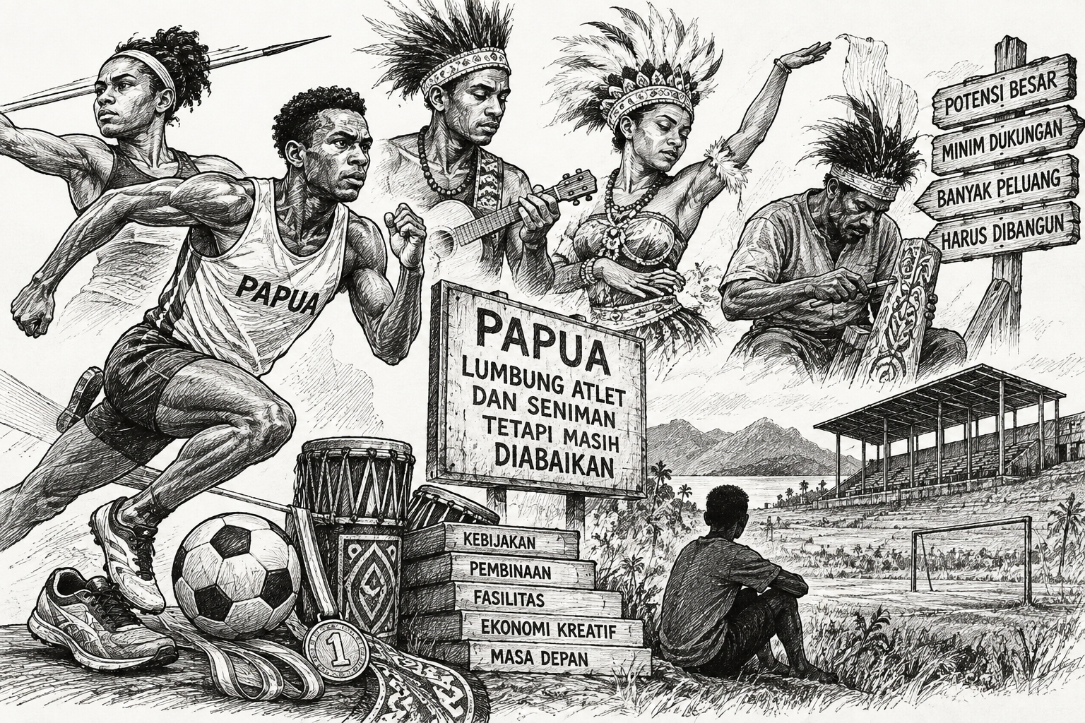 Tanah Papua, Lumbung Atlet dan Seniman yang Belum Membangun Lumbungnya